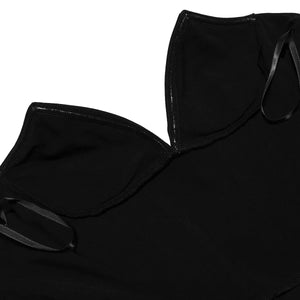 Black Plunge Corset Midi Dress