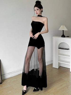 Strapless Sheer Maxi Dress