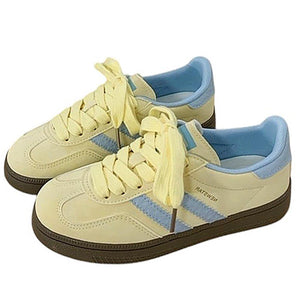Pastel Yellow & Blue Stripe Sneakers
