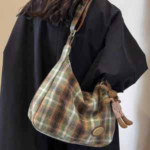 Preppy Style Plaid Shoulder Bag