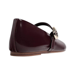 Wine Red Strap Ballet Flats
