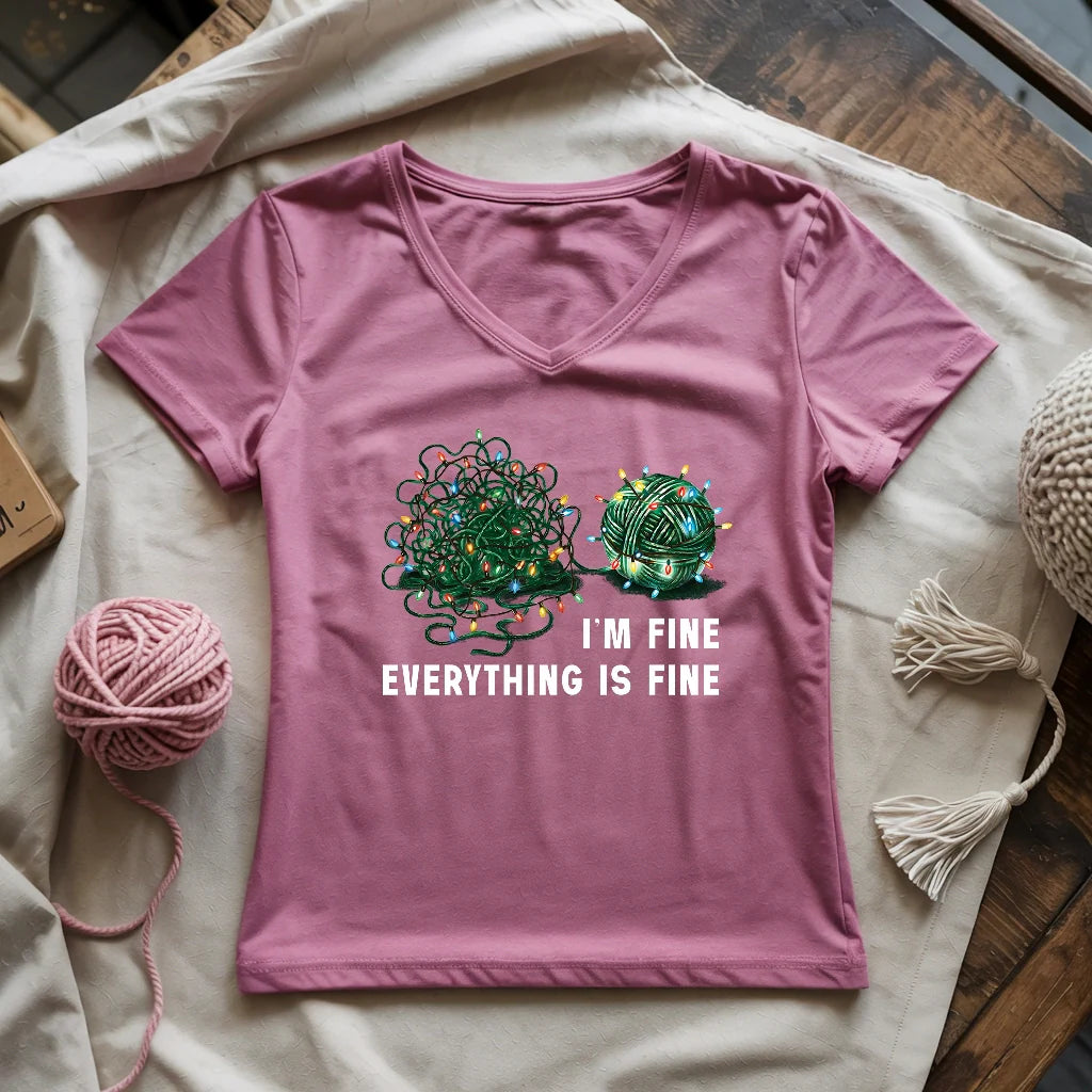 I'm Fine. Everything is Fine Lady V-neck
