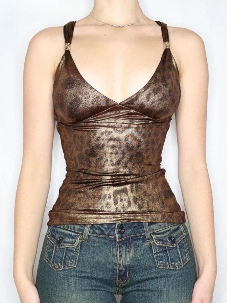 Baddie Leopard Backless Top