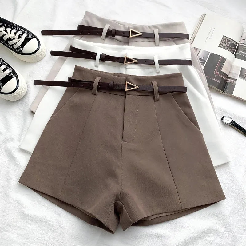 Belted High Waisted Shorts