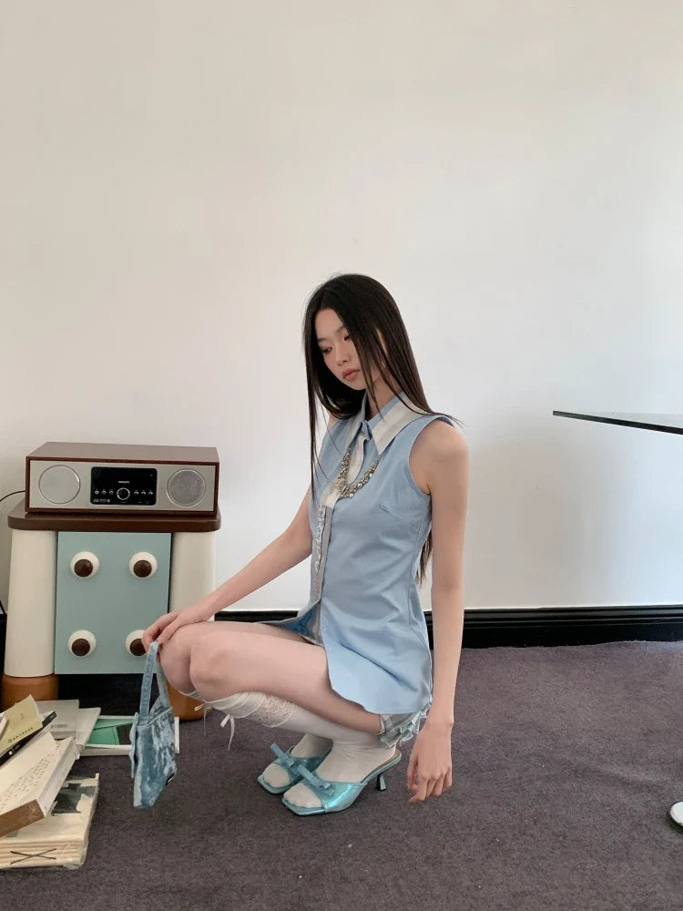 Classic Collar Sleeveless Shirt