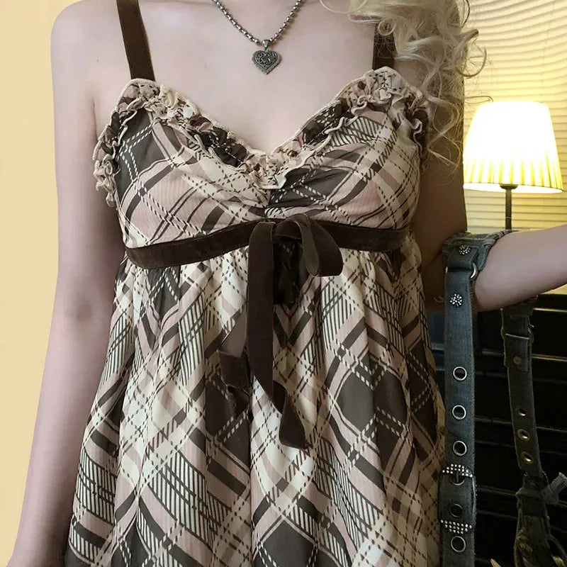 Coquette Plaid Mini Dress