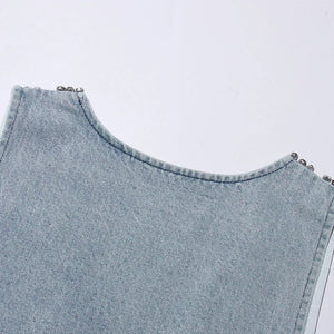 Deep V Denim Mini Dress