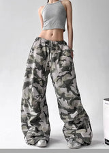 Drawstring Camo Baggy Pants