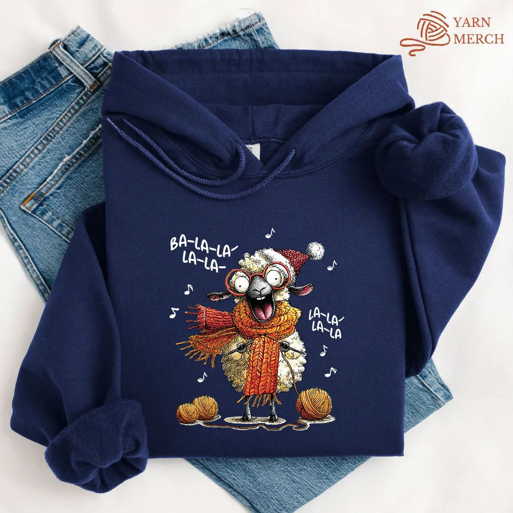 Fa-la-la Knitting Sheep Hoodie