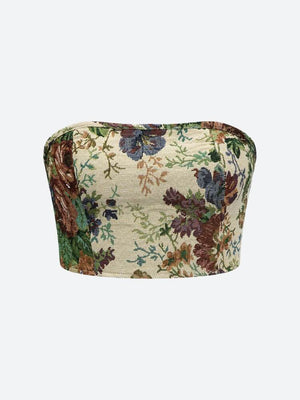 Floral Tapestry Bustier & Pants Two Piece Set