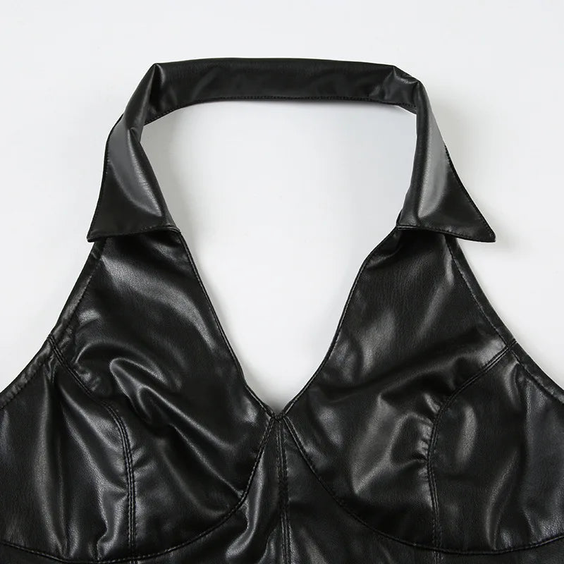 Goth Faux Leather Crop Top