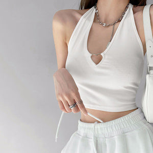 Heart Hollow Out Halter Top