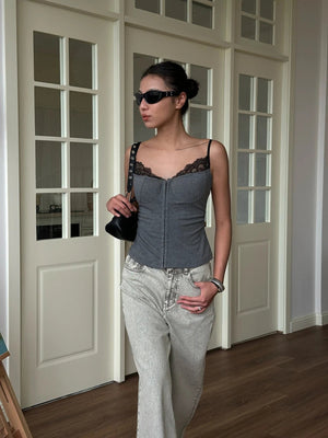 Lace Trim Bustier Top