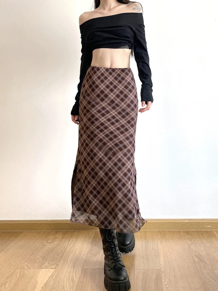 Plaid Midi Skirt
