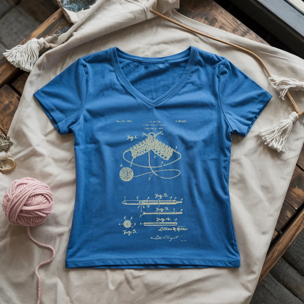 Vintage Knitting Pattern Lady V-neck