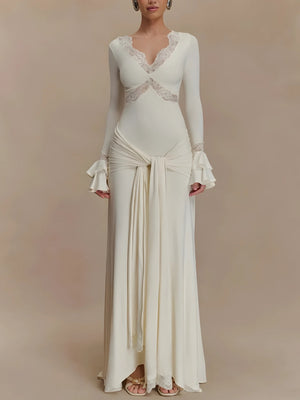 Tie Front Draped Maxi Dress