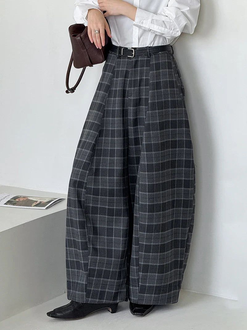 Ultra-Wide Plaid Pants