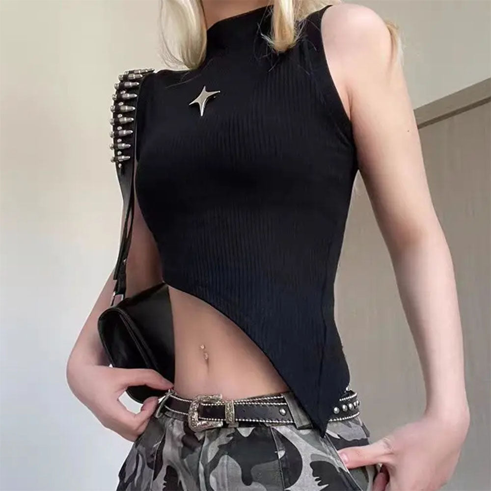 Stargirl Aesthetic Asymmetric Crop Top