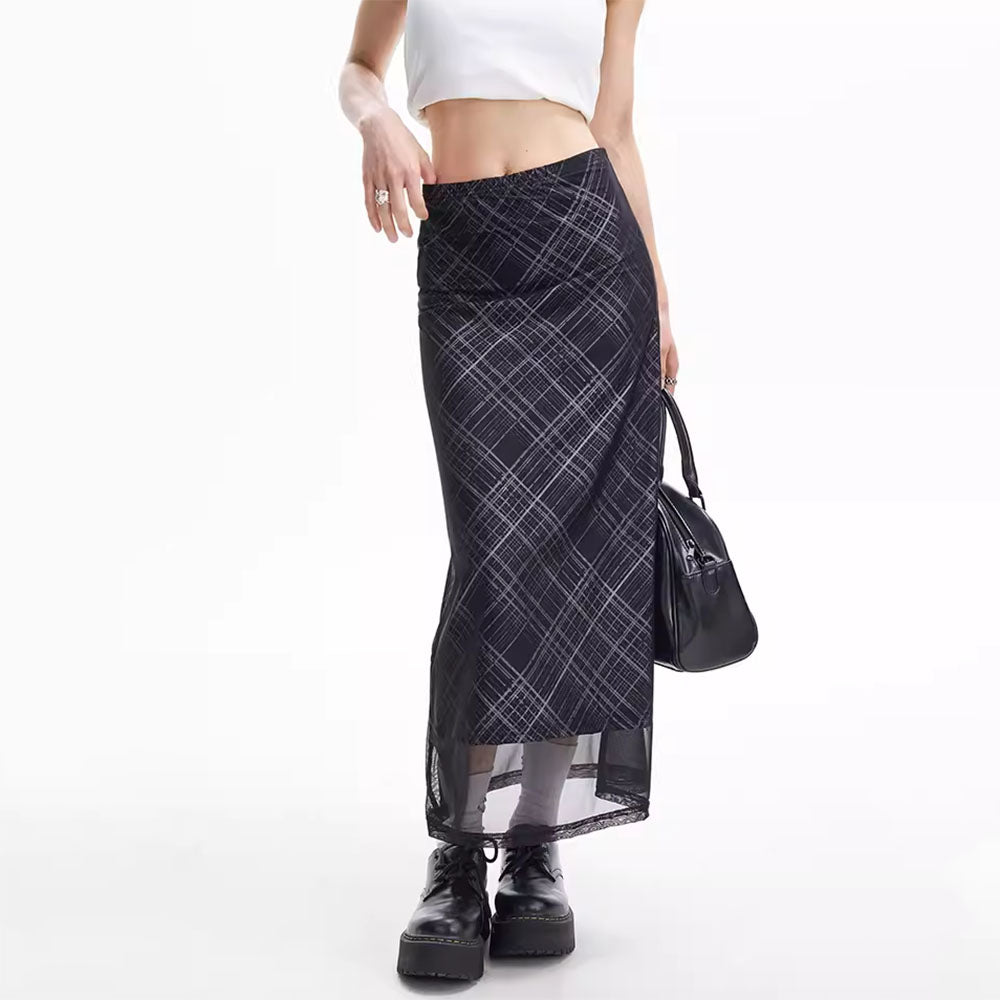 Less Conversation Plaid Maxi Skirt