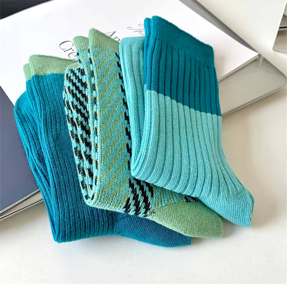 Blue & Green Patterned Socks