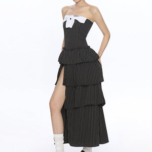Rebel Muse Bow Striped Maxi Dress