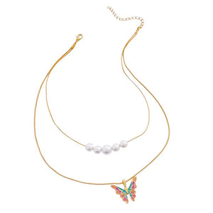 Butterfly Pearl Layered Necklace