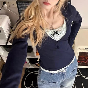 Coquette Girl Layered Long Sleeve Top