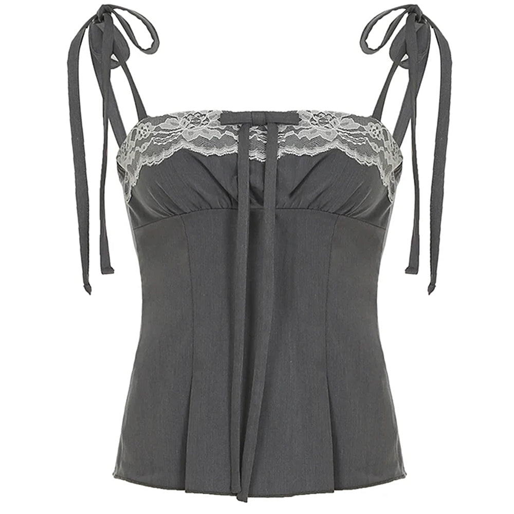 Coquette Ruched Bow Tie Top