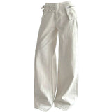 Double-Buckle Wide Leg Jeans