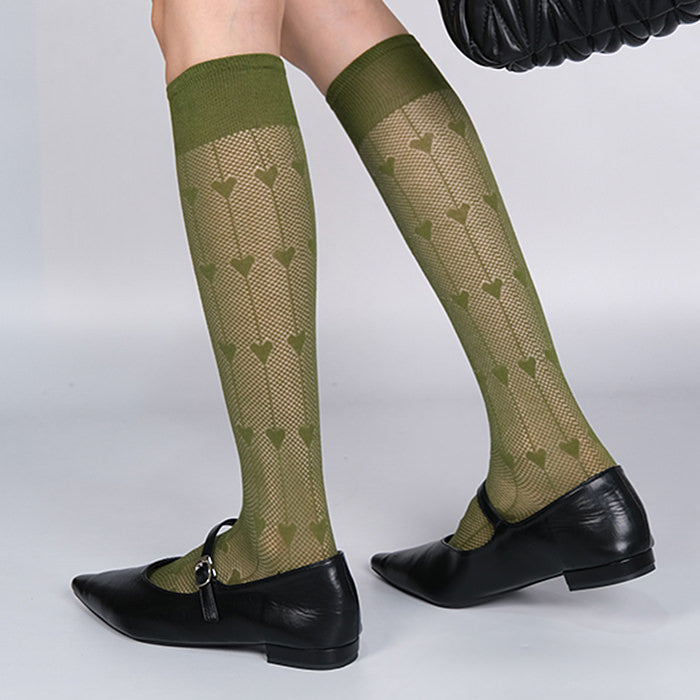 Softie Heart Thin Knee Socks