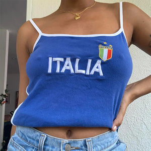 Italia Embroidery Y2K Tank Top