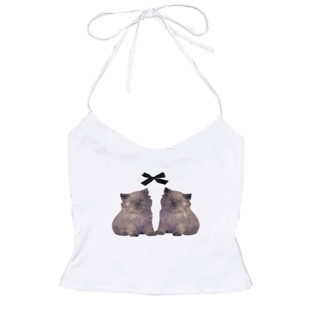 Coquette Kitten Y2K Halter Top