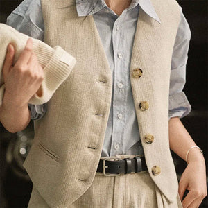 Old Money Aesthetic Linen Vest