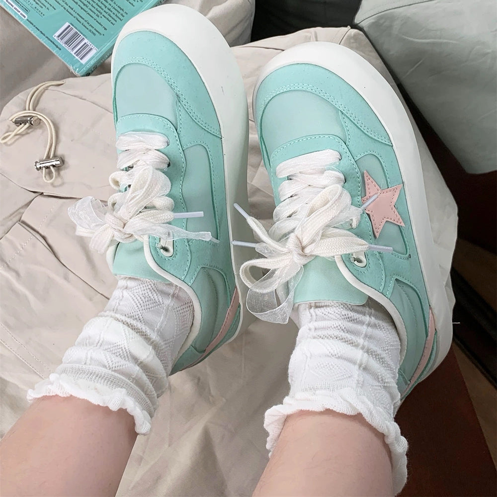 Pastel Color Star Patch Sneakers