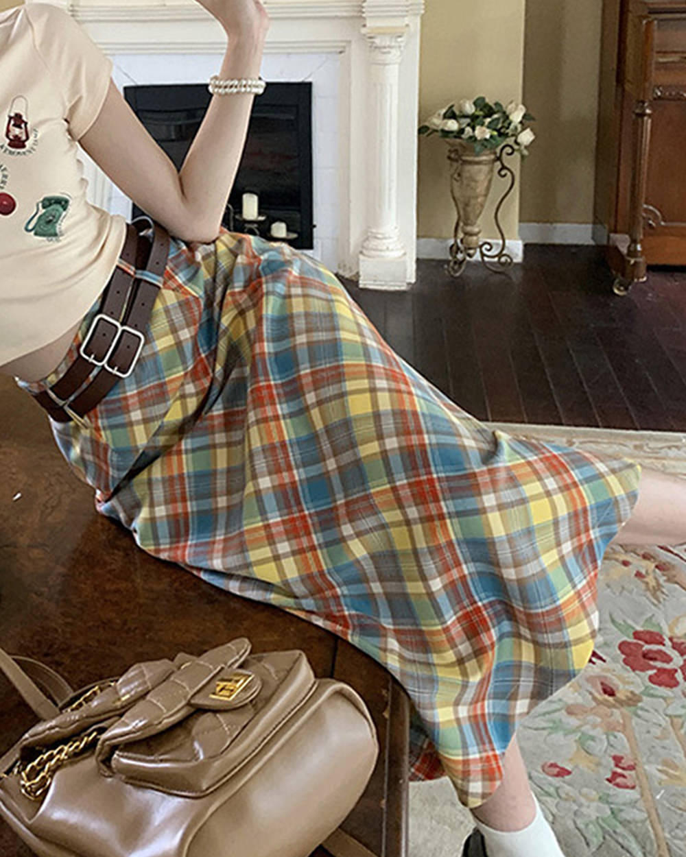 Preppy Colorful Plaid Maxi Skirt