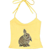 Rabbit Print Y2K Halter Top