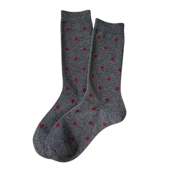 Cozy Red and Grey Patterned Socks