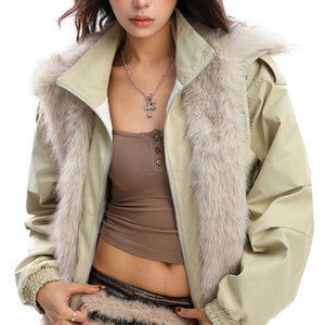 Vanilla Latte Fur Trim Jacket