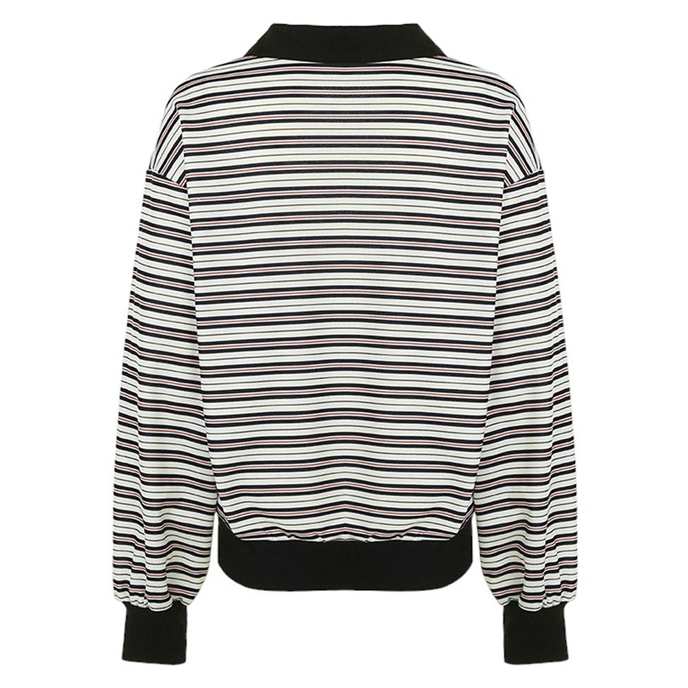 Vintage Stripe Polo Sweatshirt