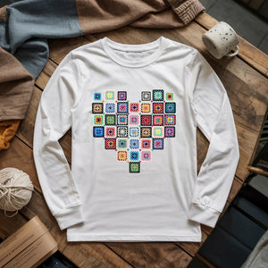 Granny Squares Heart Long Sleeve T-shirt