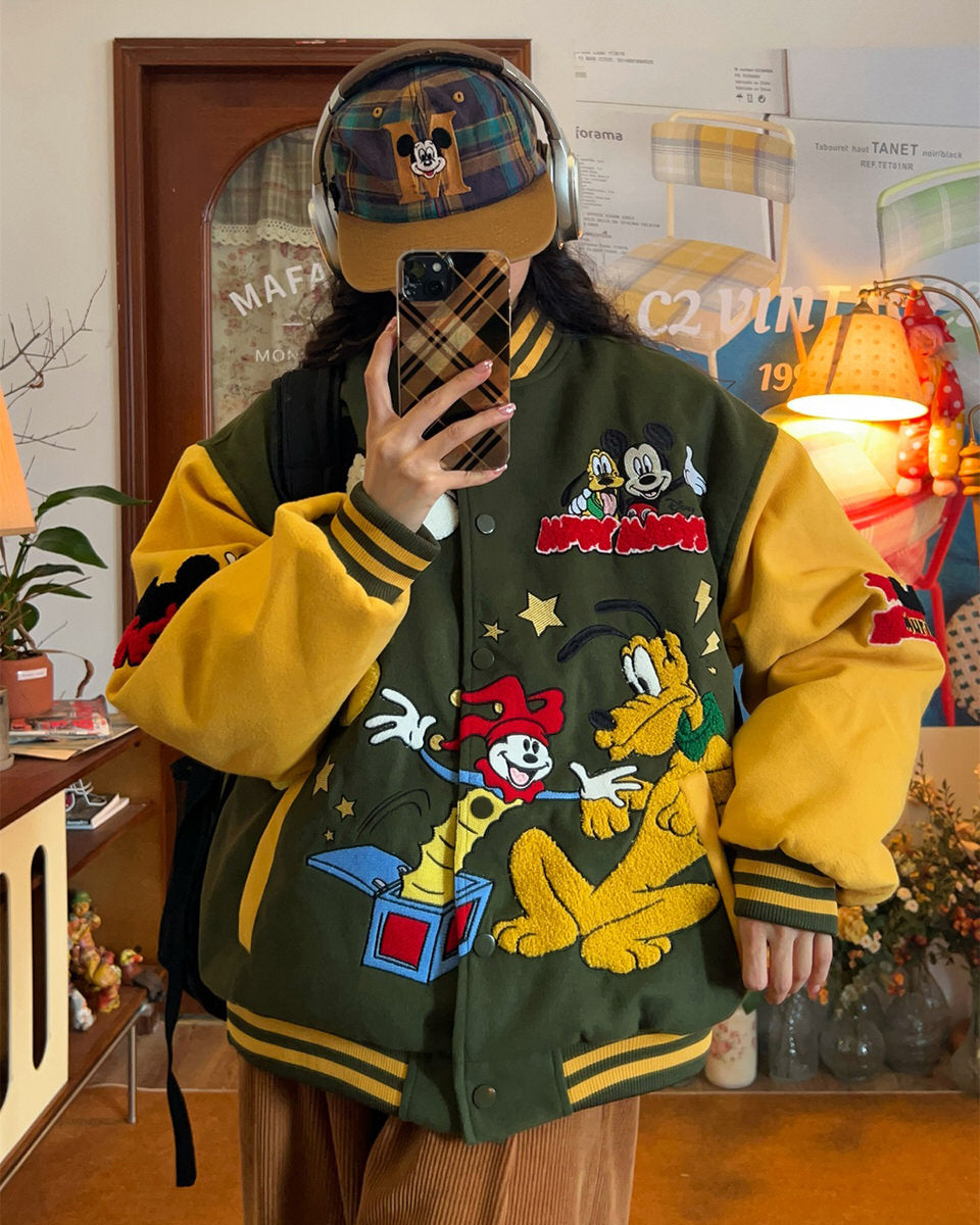 Cartoon College Style Bomber Jacket