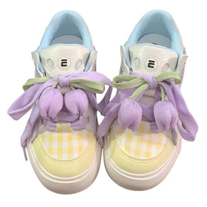 Yellow Tulip Aesthetic Sneakers